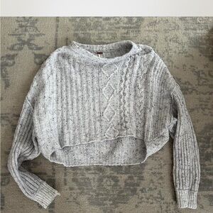 Free People Light Gray Cable Knit Sweater